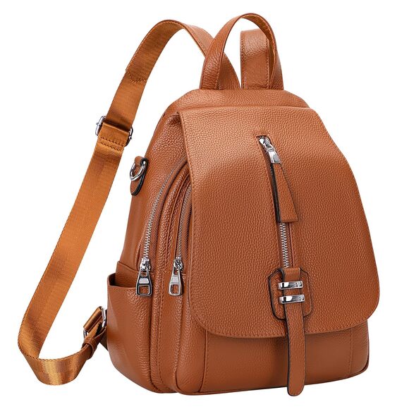 8271 Leather Backpack Purse Convertible Crossbody Shoulder Bag with Buckle
